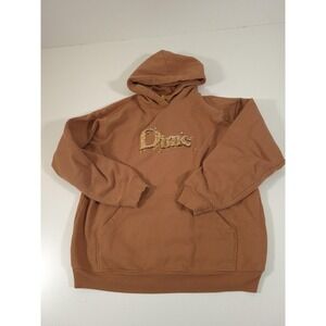 Dime Hoodie Mens Large Brown Fleece Pullover Honeycomb Bee Graphic Logo